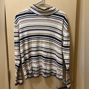 Striped Mock Neck Sweater